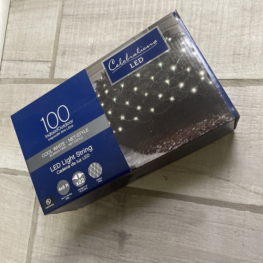 Celebrations 100 Ct NEW  LED‎ Christmas Net Lights Cool White